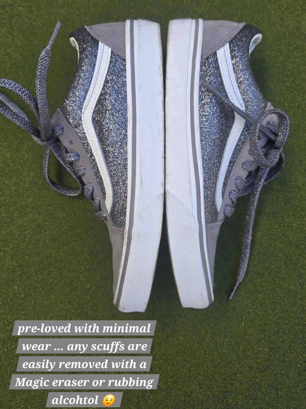 Vans 7 OLD SKOOL Glitter Low-Top Sneakers GREAT TREAD SPARKLY Y2K SKATER VIBES - Picture 7 of 14